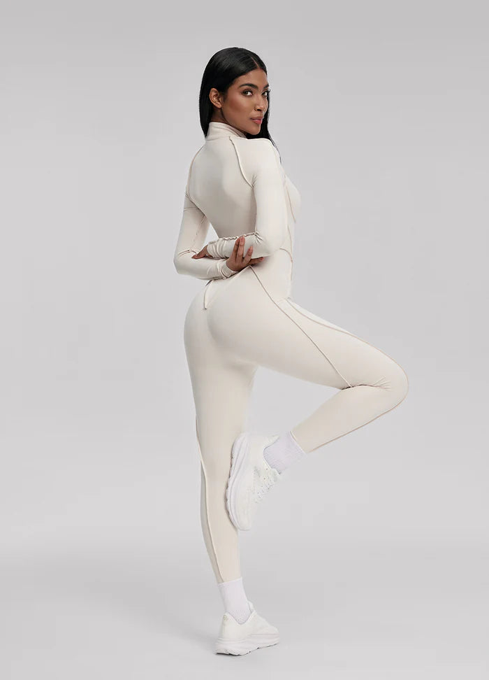 Closed-Back Catsuit Beige