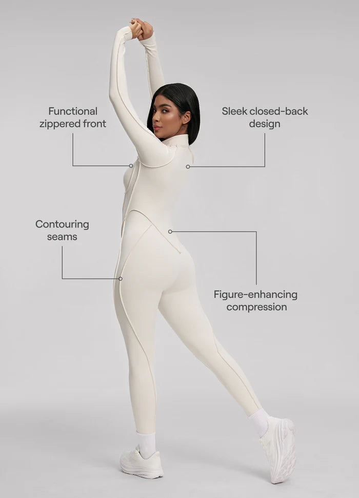 Closed-Back Catsuit Beige