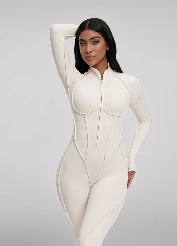 Closed-Back Catsuit Beige