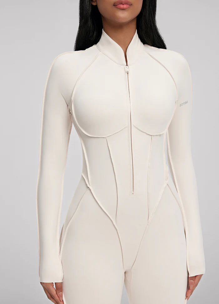 Closed-Back Catsuit Beige