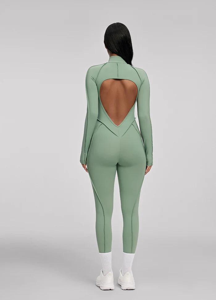 Open-Back Catsuit Olive
