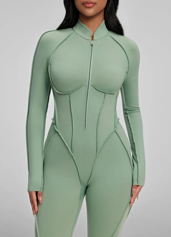 Open-Back Catsuit Olive