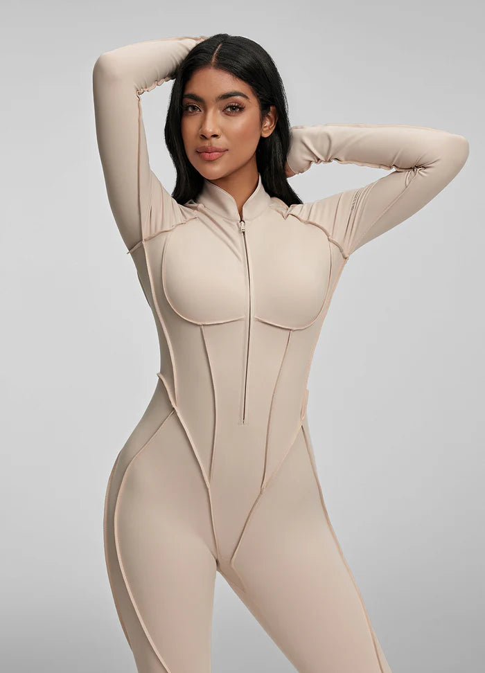 Open-Back Catsuit Beige