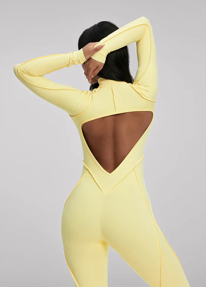Open-Back Catsuit Yellow